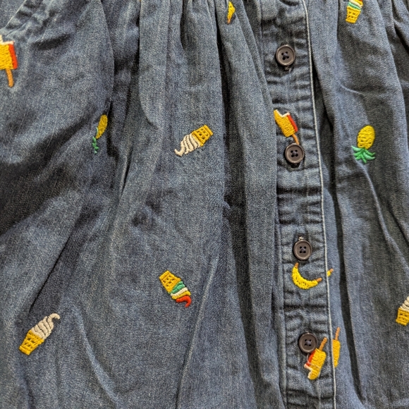Hanna Andersson Chasing Summer Button Up Chambray Denim Embroidered Dress 5T - Picture 3 of 11
